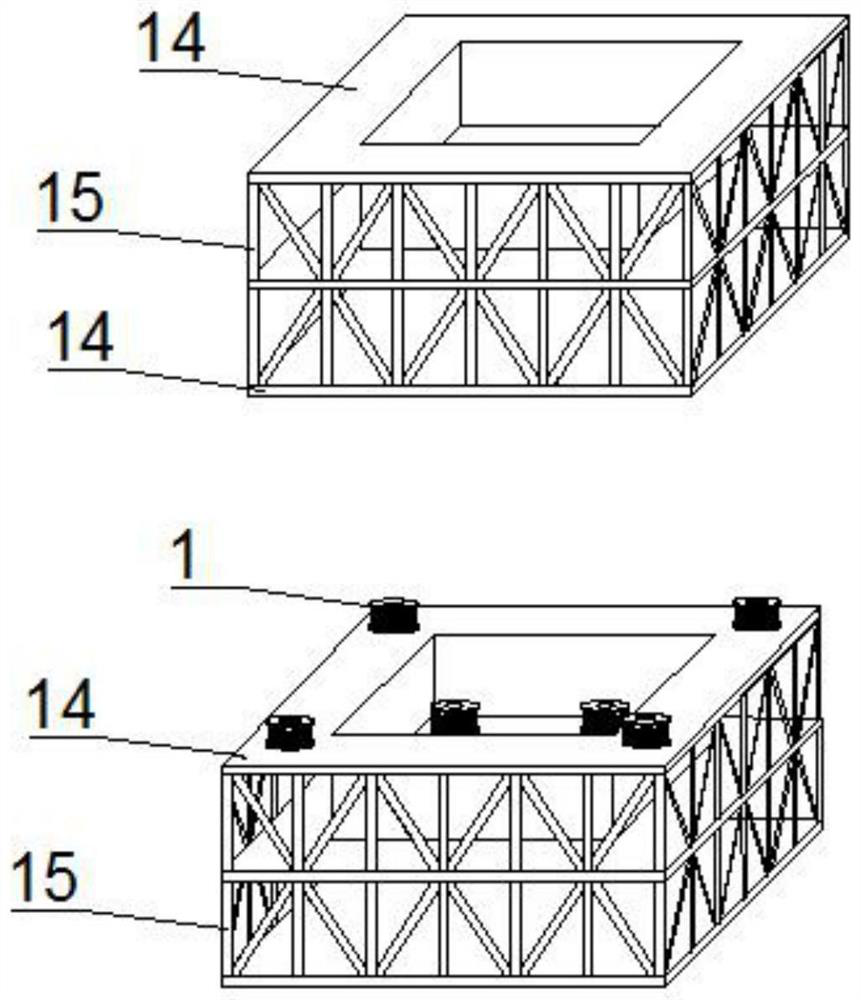 Fabricated FRP concrete combined guy rope tower type lining foundation platform and construction method thereof