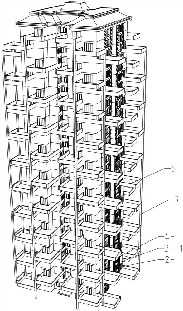 High-rise comfortable residential building with high-space greening balcony