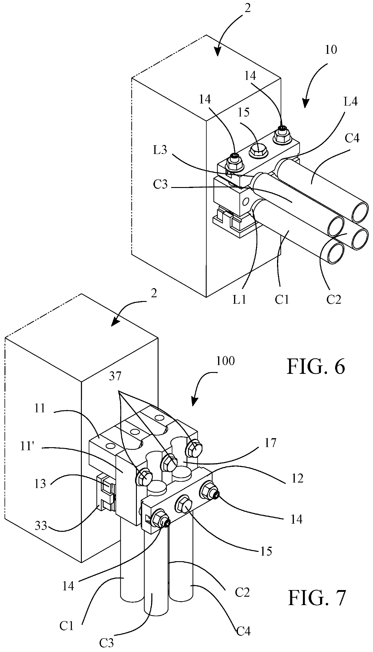 Electrical connection device for an electrical apparatus and connection method using said device