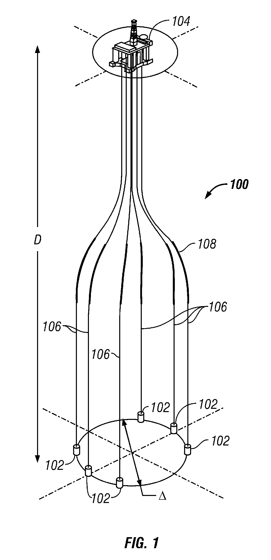 Subsea well communications apparatus and method using variable tension large offset risers