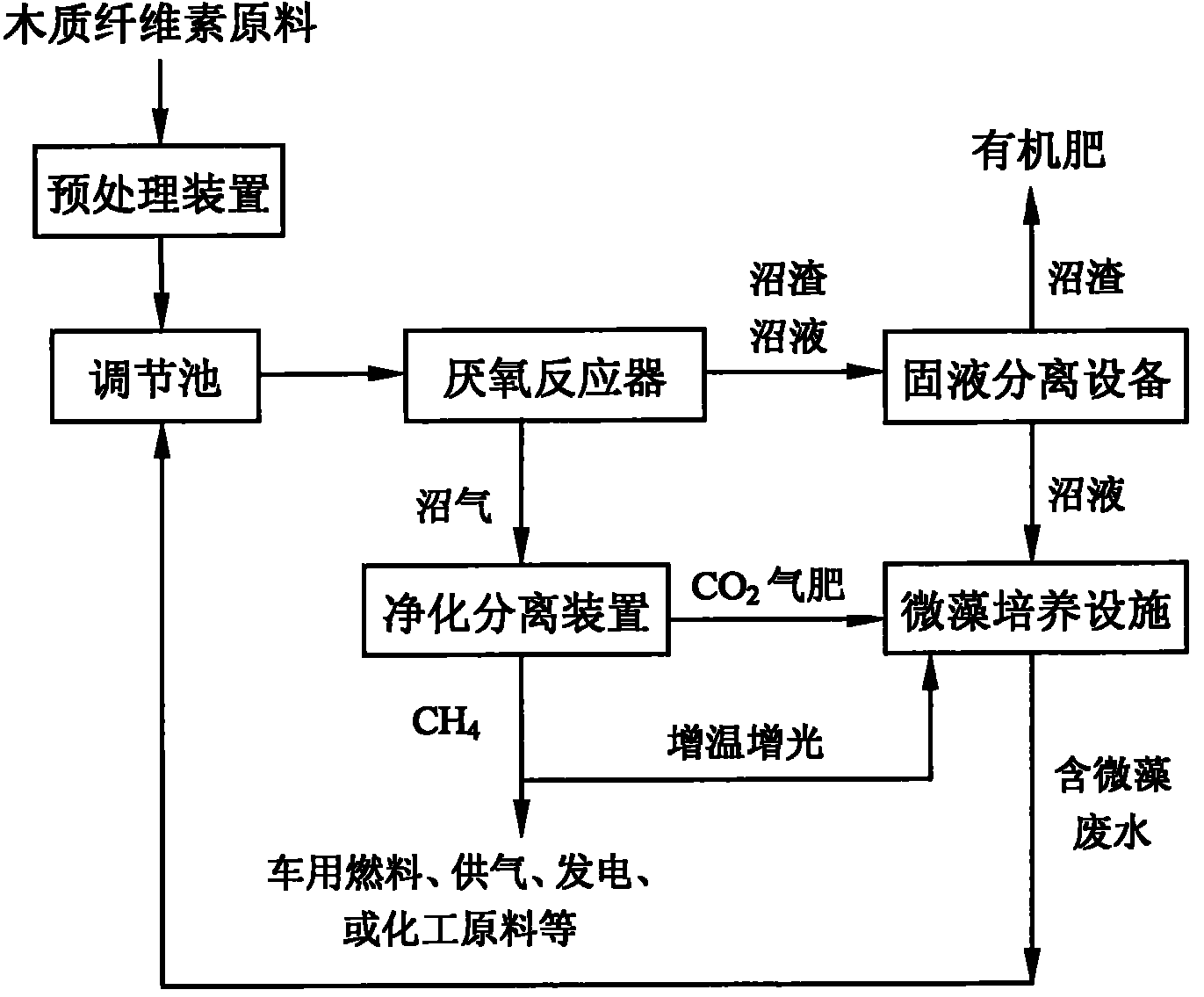 System for promoting fermentation of biogas from lignocellulose materials by utilizing microalgae