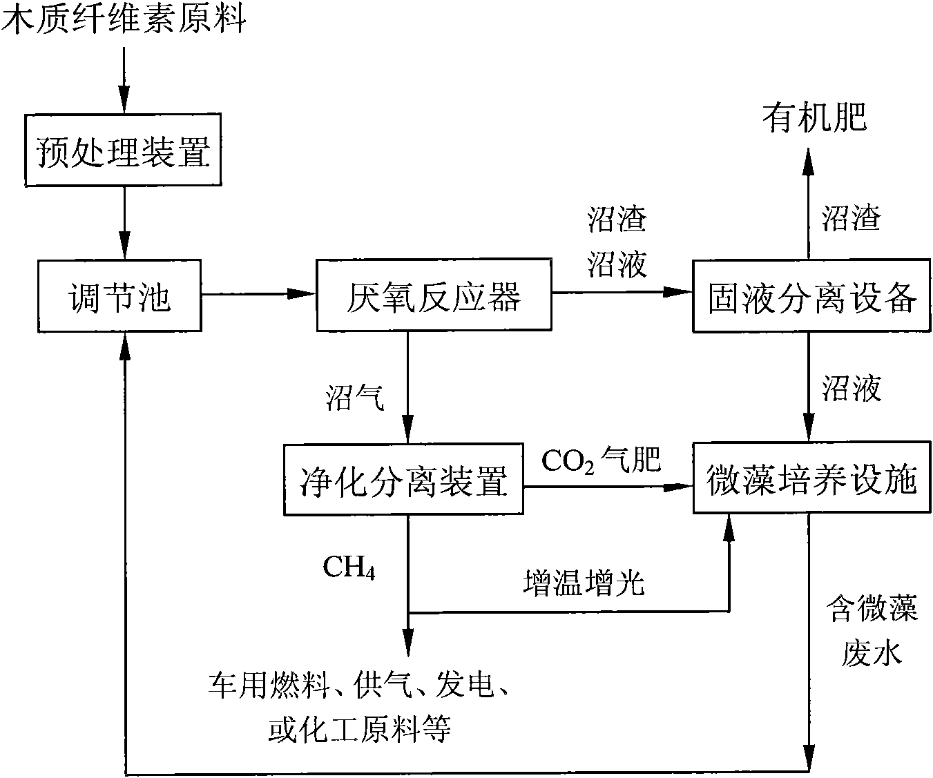 System for promoting fermentation of biogas from lignocellulose materials by utilizing microalgae