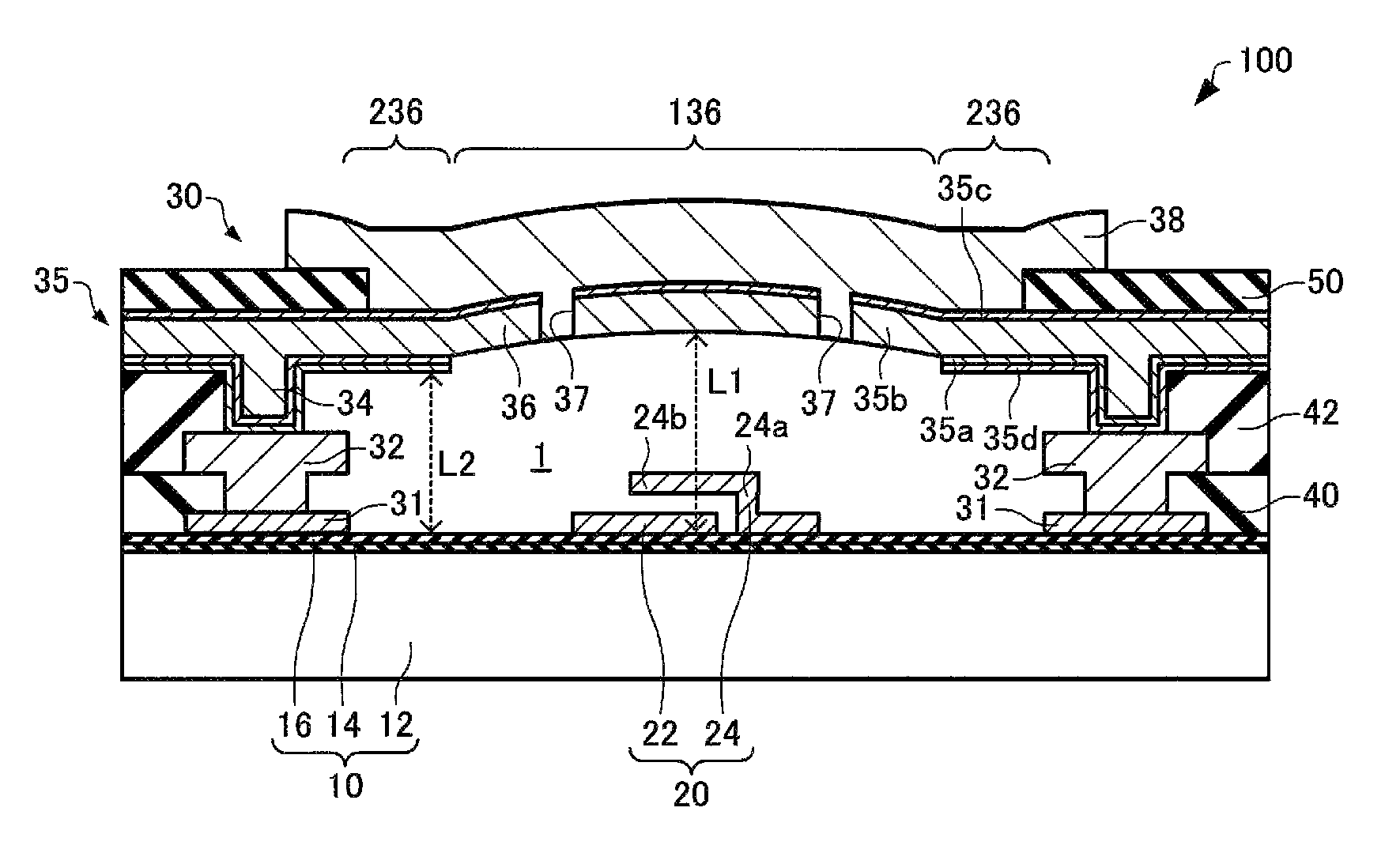 Electronic device covered by multiple layers and method for manufacturing electronic device