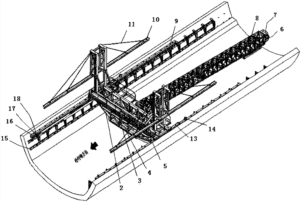 Tunnel inverted arch sliding formwork concrete lining steel trolley