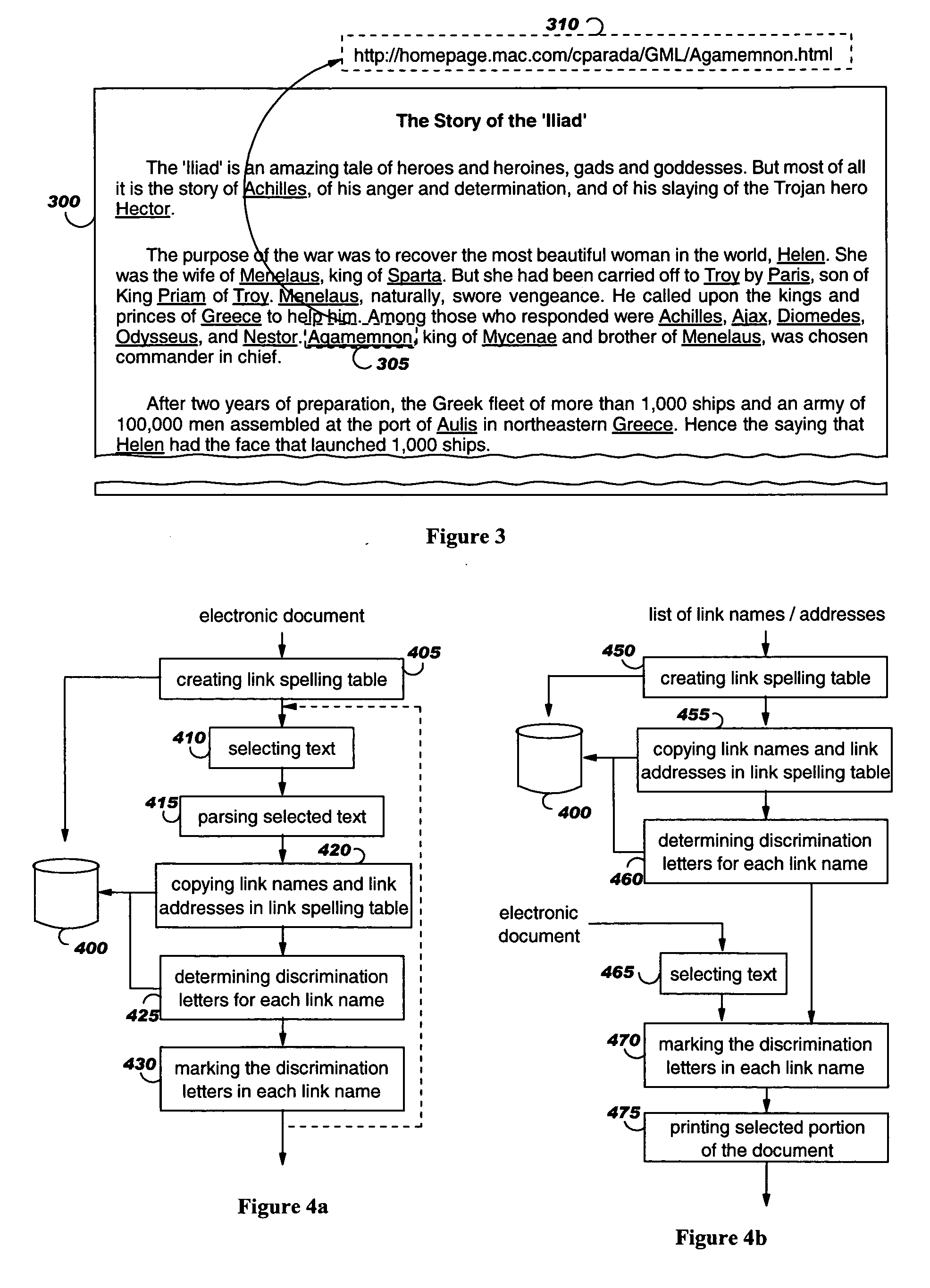 Method and systems for accessing data by spelling discrimination letters of link names