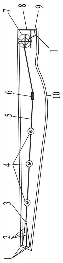 Multi-mass point series speed amplification vibration damping device and connection method for wind power blades