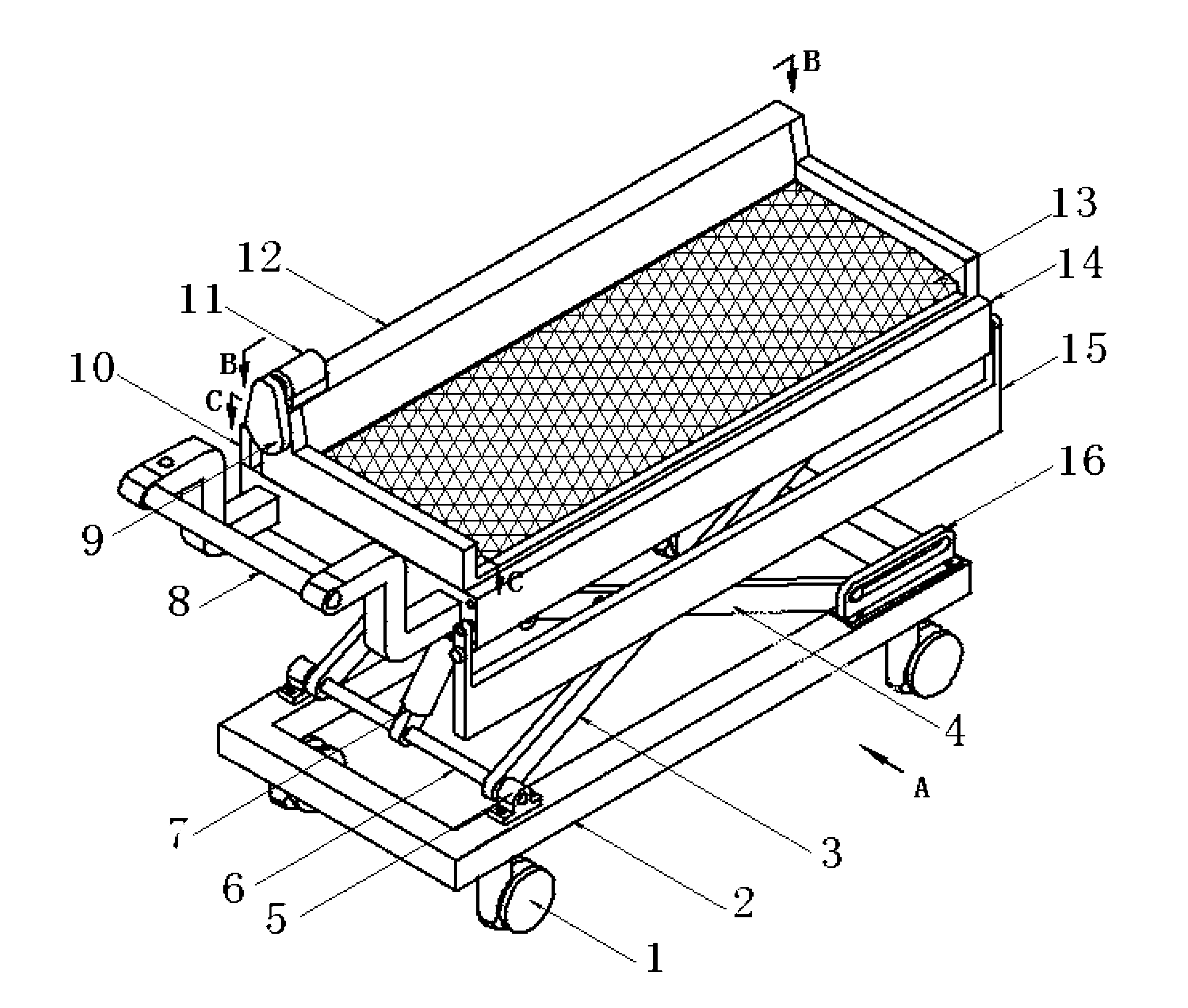 Stretcher vehicle capable of automatically and transversely moving patient