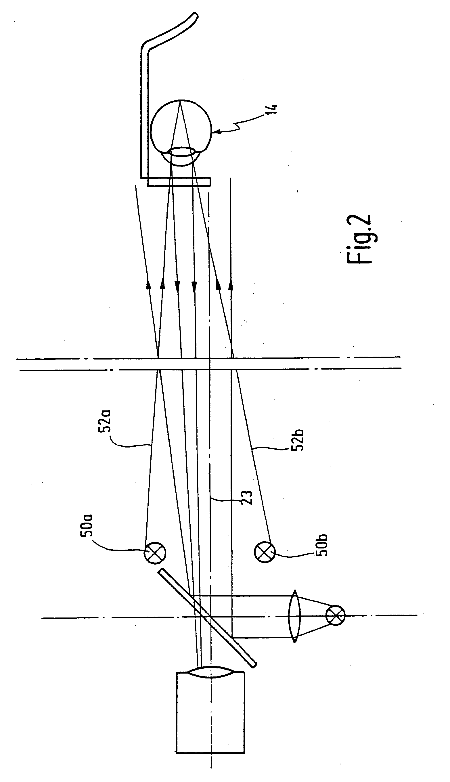 Device and method for adjusting a position of an eyeglass lens relative to the position of a pupil