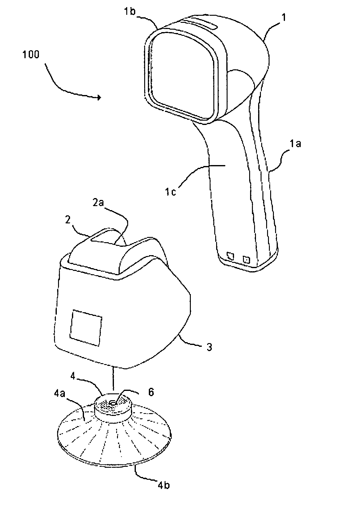 Suction mounted bar code symbol reading system, apparatus and stand