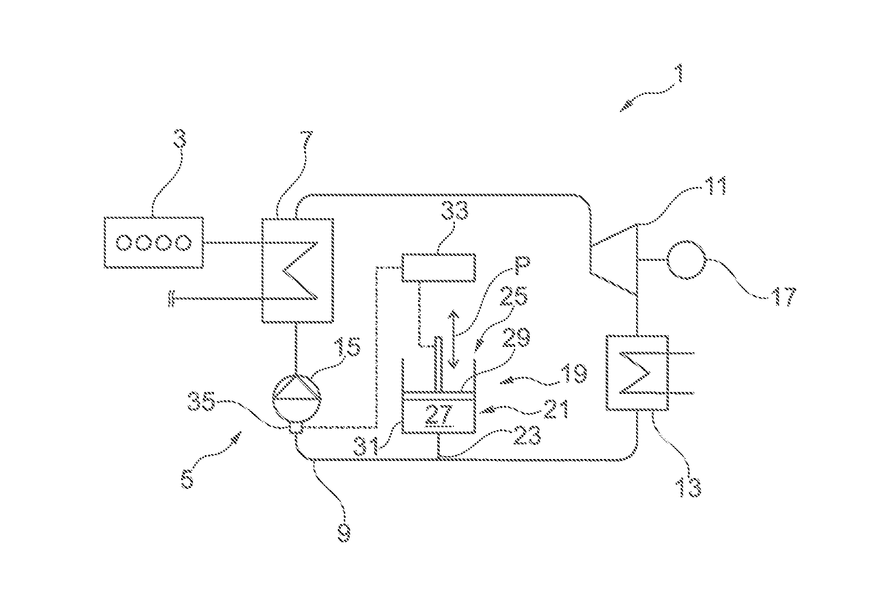 System for a thermodynamic cycle, control unit for a system for a thermodynamic cycle, method for operating a system, and arrangement with an internal combustion engine and a system