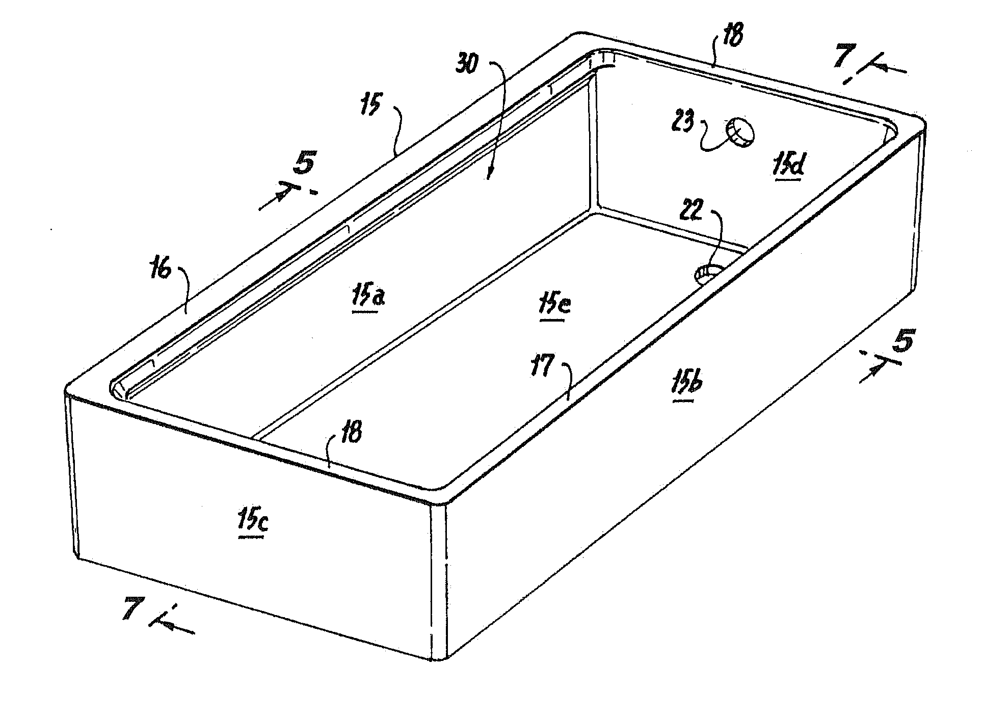 Bathtub fitting standard external space while affording safe egress and larger floor area with enclosed volume