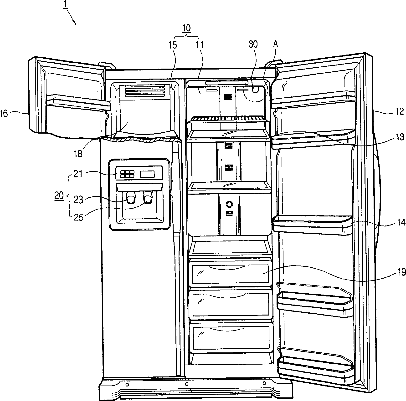 Water purification filter assembly for use in a refrigerator and refrigerator including the same