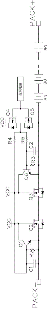 Battery pack power supply circuit capable of achieving over-temperature protection
