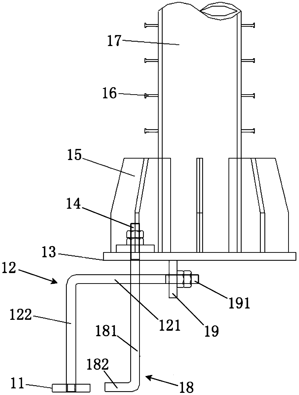 Embedded part structure used in large special-shaped component installation combined type supporting system