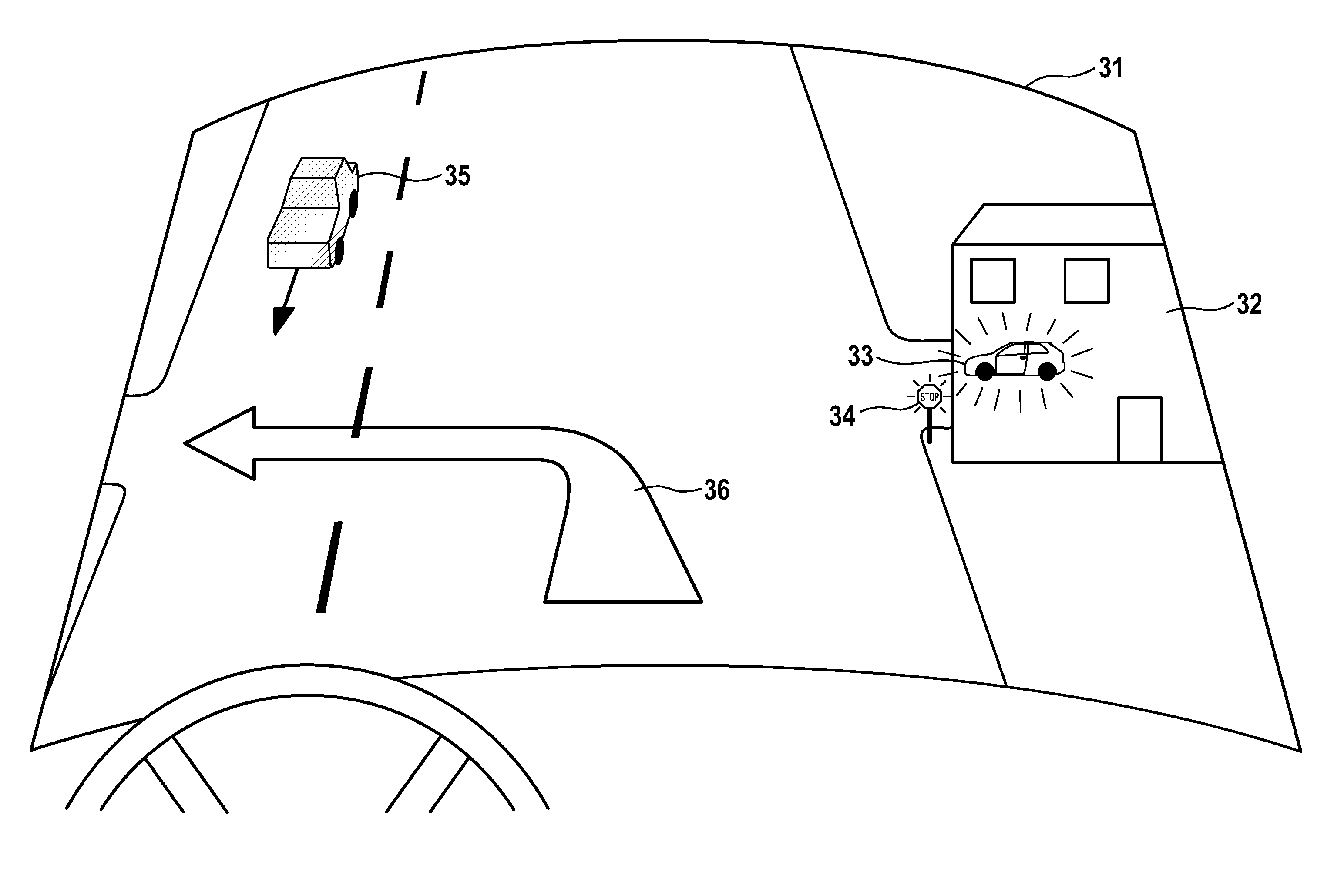 Visual Driver Information and Warning System for a Driver of a Motor Vehicle