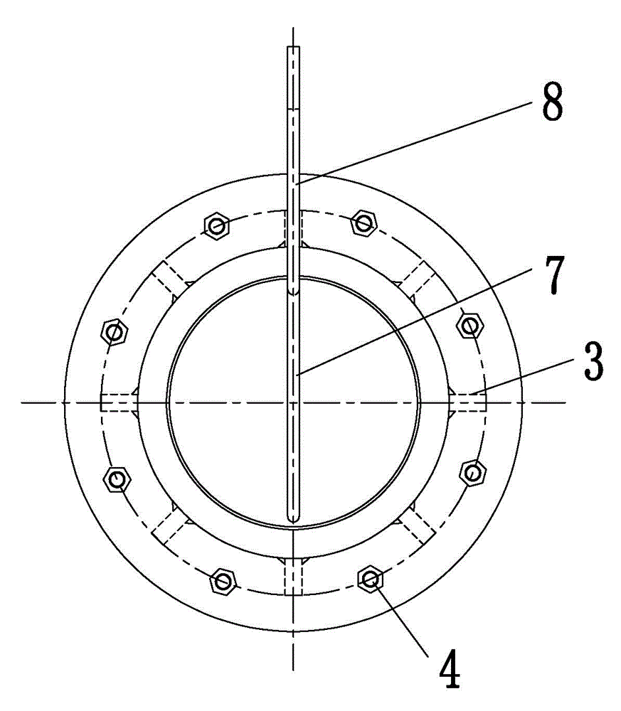 Pressure testing tool for opening connecting tubes without flange seal