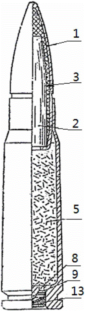 Shell-free bullet with hollow bullet body and launching gun barrel thereof