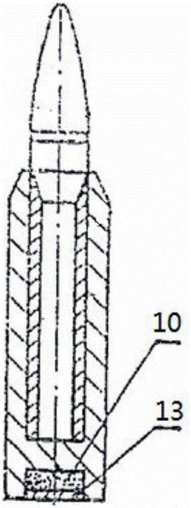 Shell-free bullet with hollow bullet body and launching gun barrel thereof