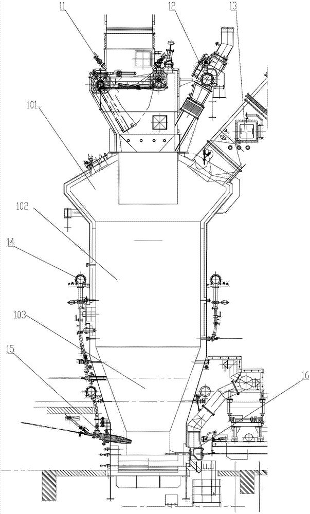 Vertical garbage gasification melting furnace