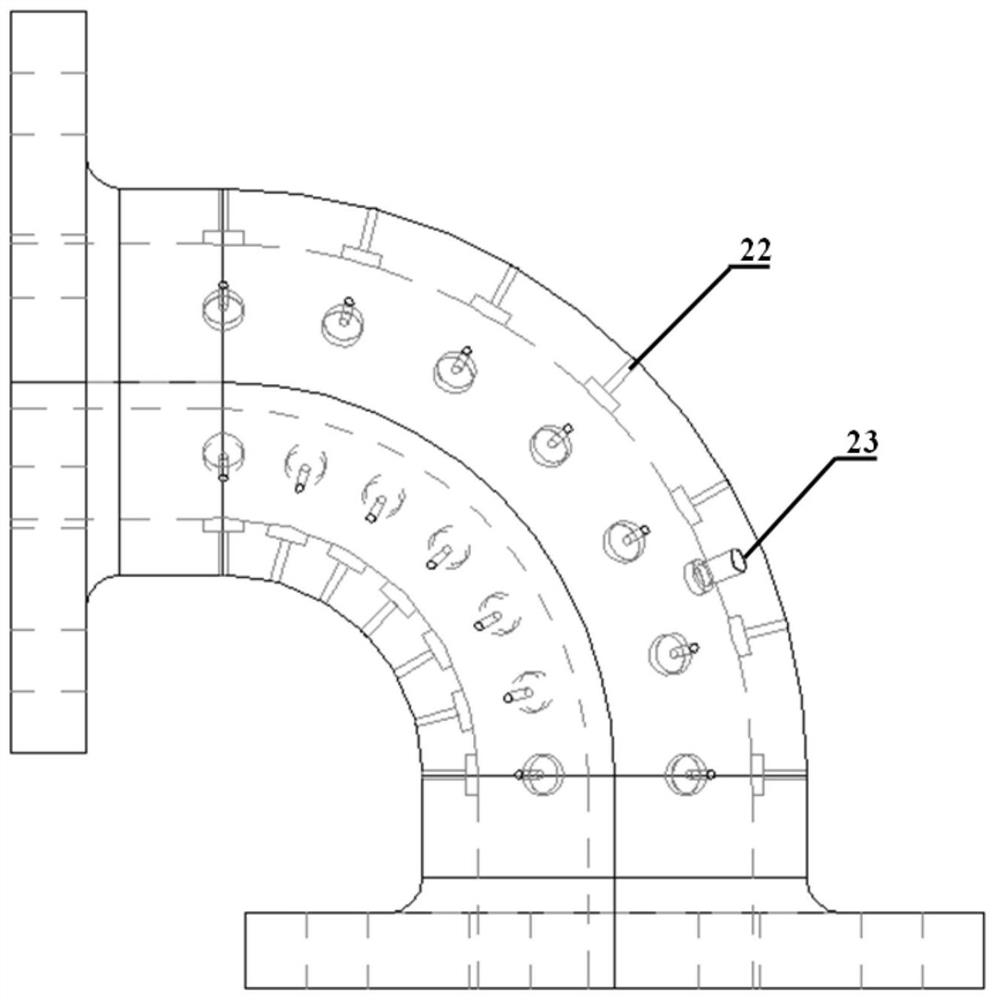 Erosion deposition test device and test method with multi-characteristic pipe sections, multi-angle positions, and controllable particle concentration