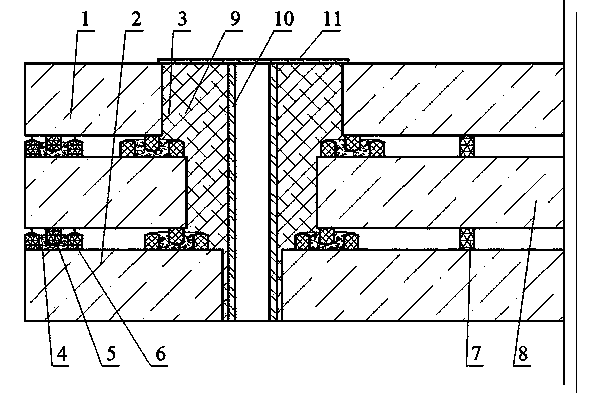 Metal-welded planar double-vacuum-layer glass with sealing strips and mounting holes