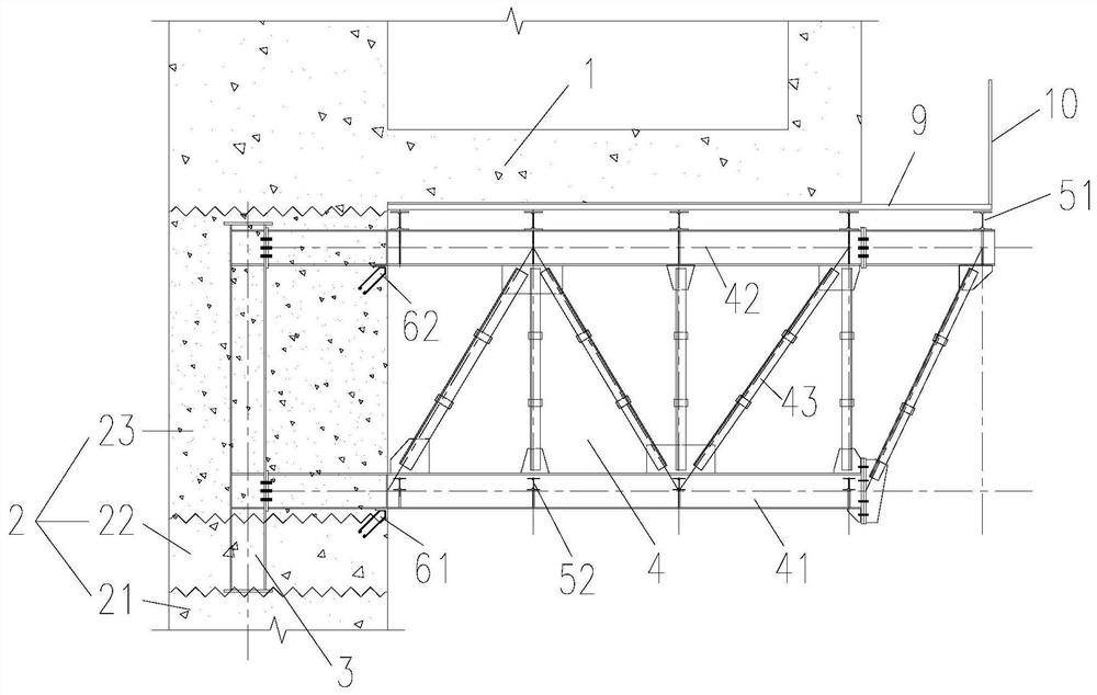 High-altitude large-span cantilever structure construction platform and method