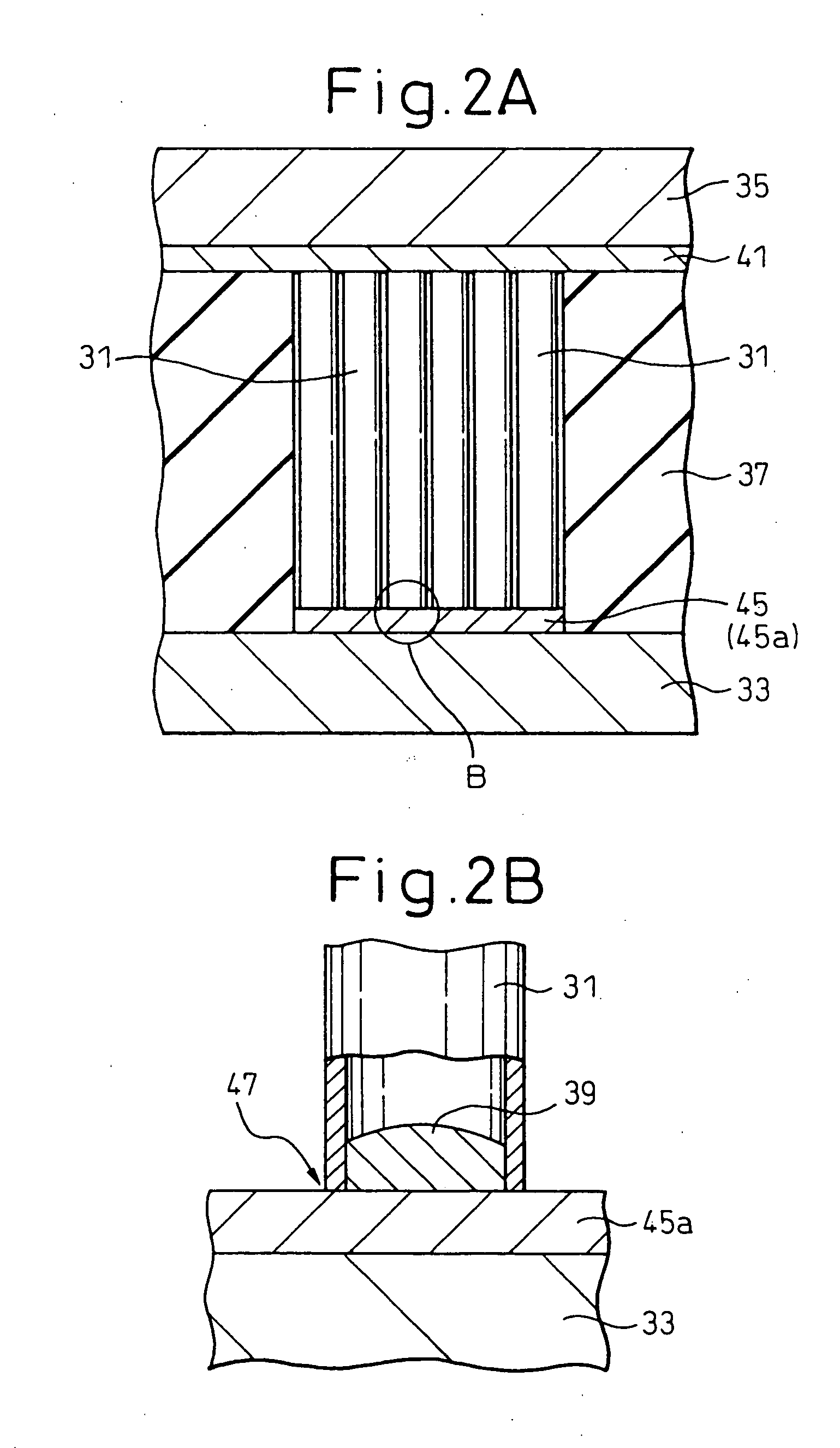 Method for growing carbon nanotubes, and electronic device having structure of ohmic connection to carbon element cylindrical structure body and production method thereof