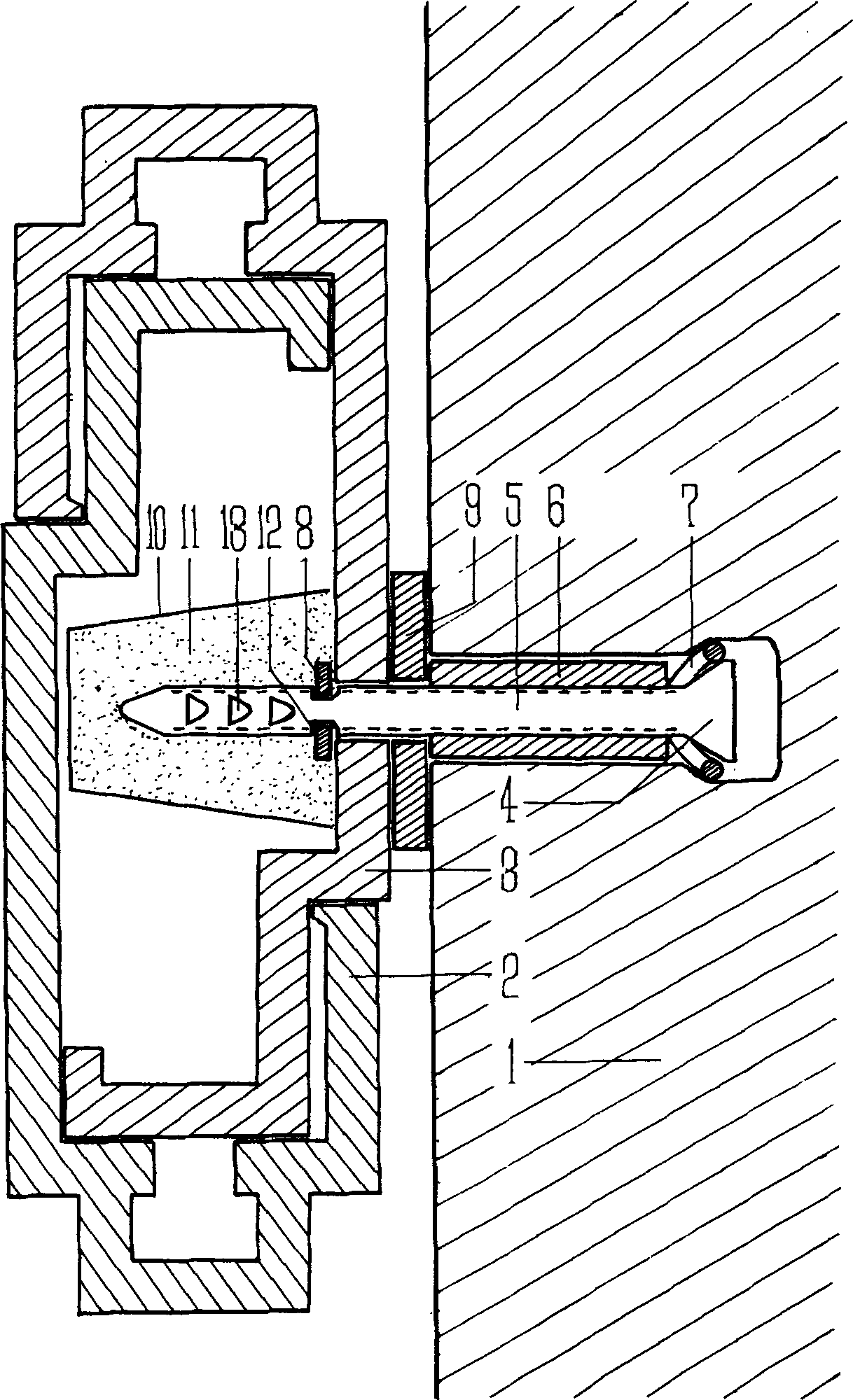 Device, tool and method dedicated to replacement of back bolt type dry-hanging stone curtain wall units