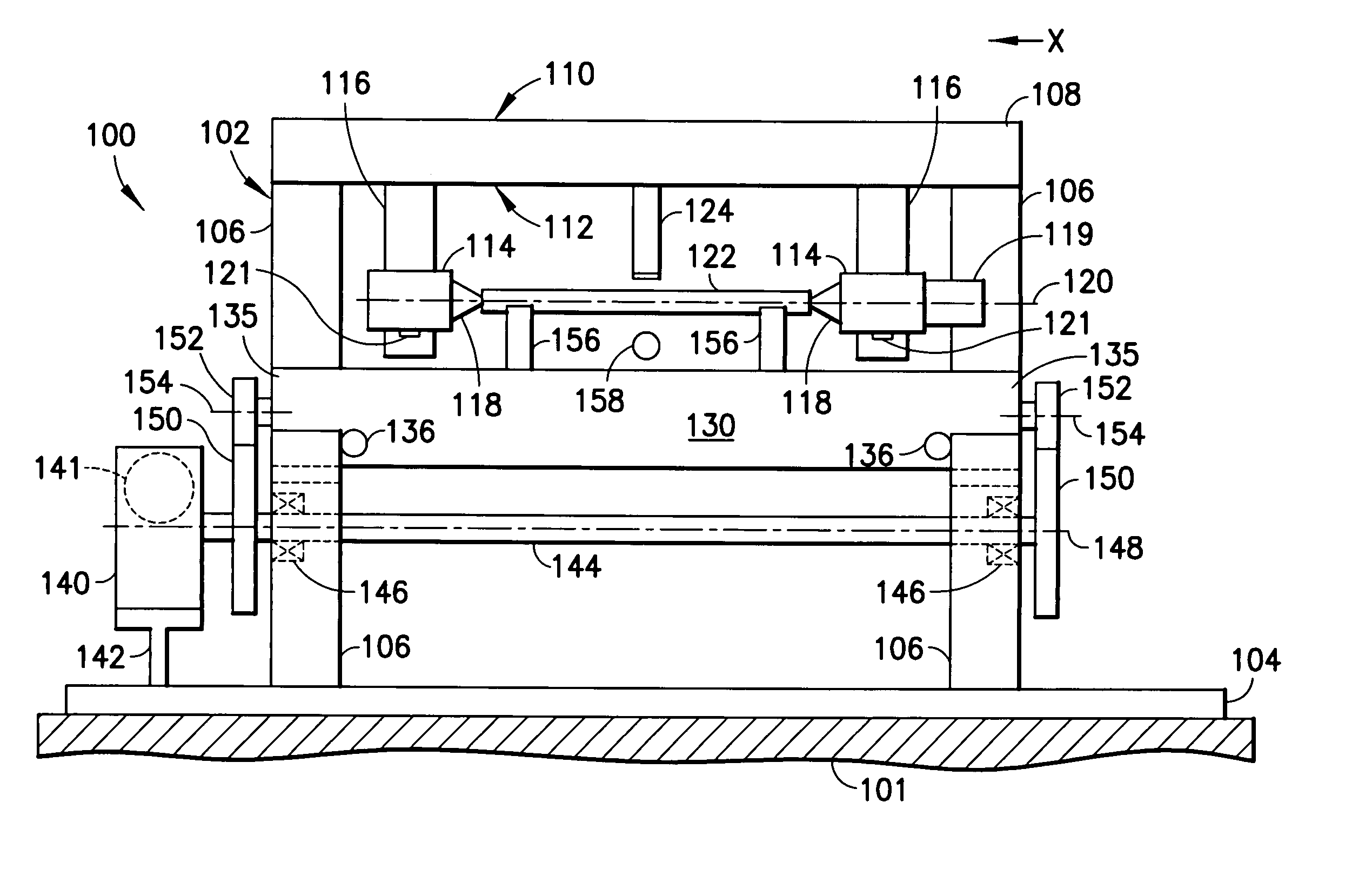 Bend-straightening machine with vertically movable table