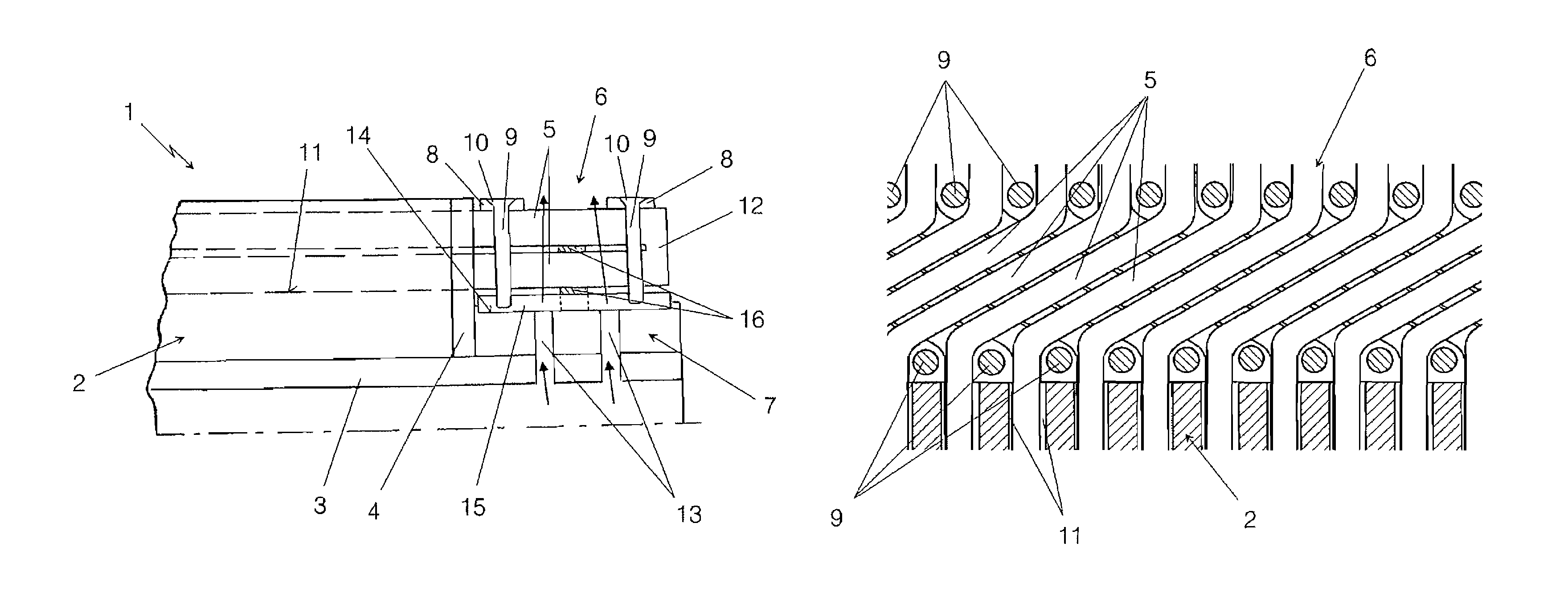 Rotor with winding elements and a winding head adjacent to a rotor body for a dynamoelectric machine