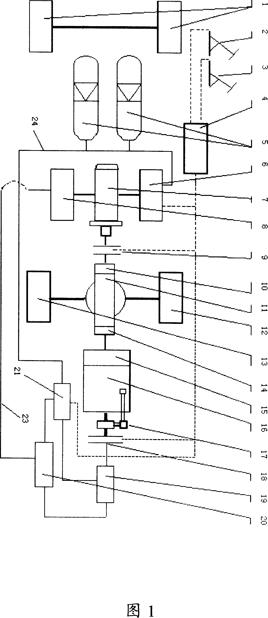 Rear driven mixed power vehicle of motor hydraulic device connection type
