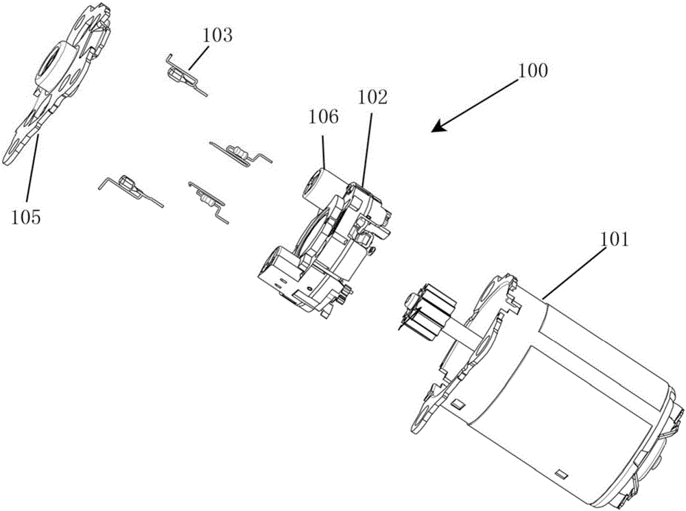 Motor and EMC element and/or grounding structure of ESD element