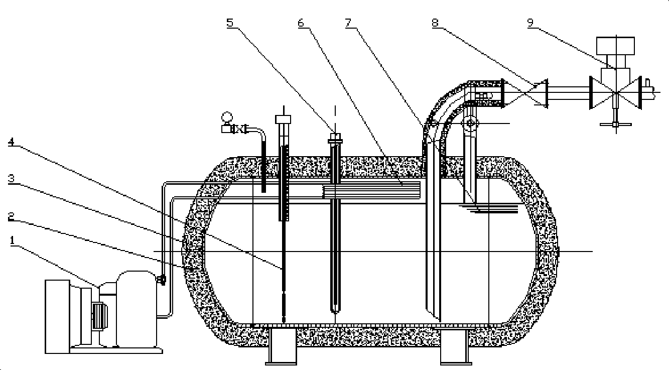 Constant-pressure storage type high-pressure carbon dioxide extinguishing device with built-in evaporator