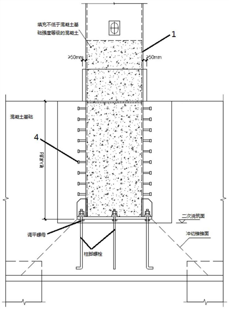 Embedded column base joint