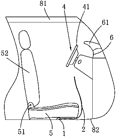 Chain type steering wheel lock fixed on top part of compartment