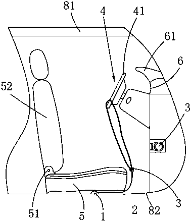 Chain type steering wheel lock fixed on top part of compartment