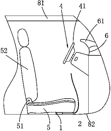 Chain type steering wheel lock fixed on top part of compartment