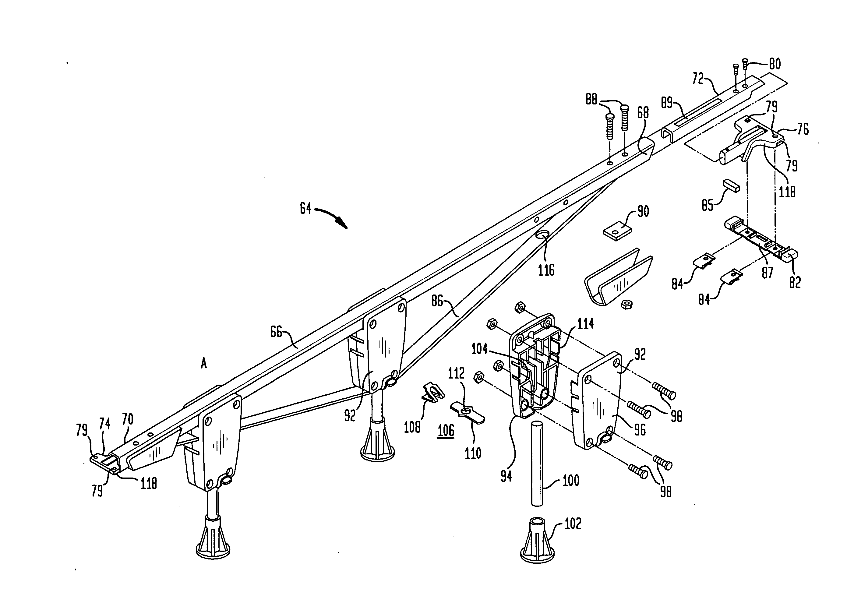 Support member and system for affixation to bed rails or bed frame