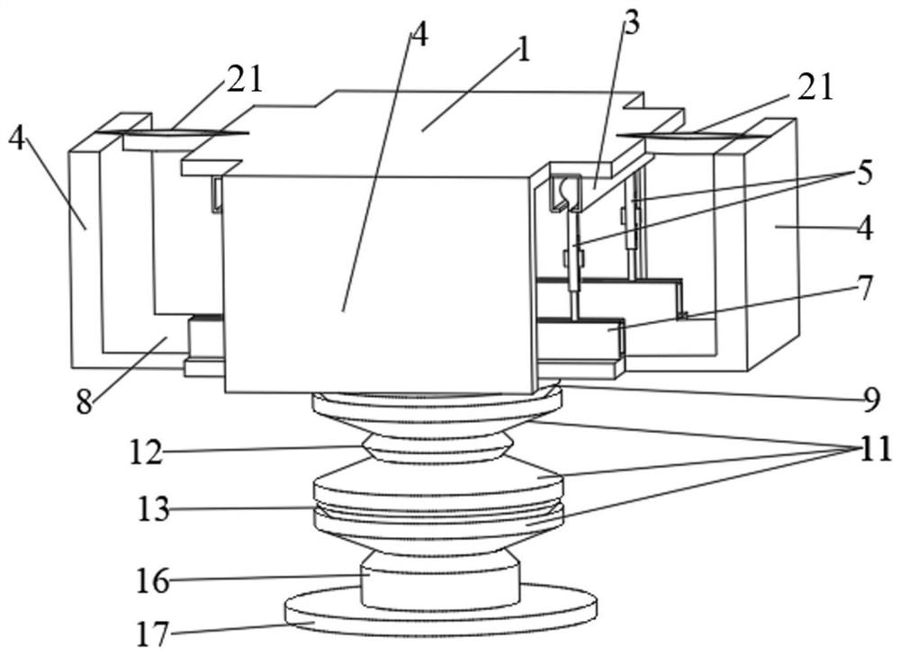 A three-dimensional vibration isolation device