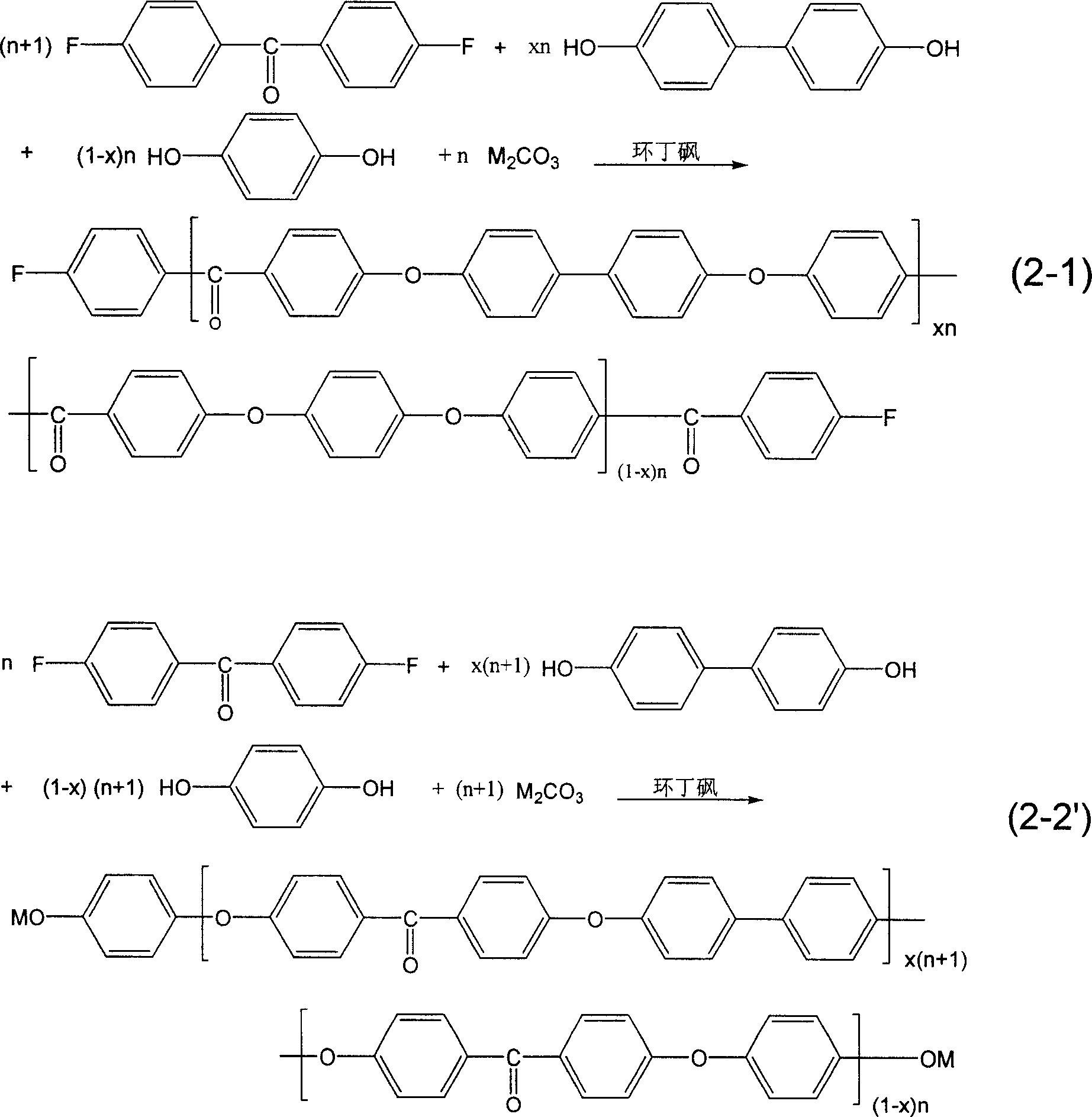 Synthesis method of ternary copolymer containing PEDEK and PEEK using sulfolane as solvent