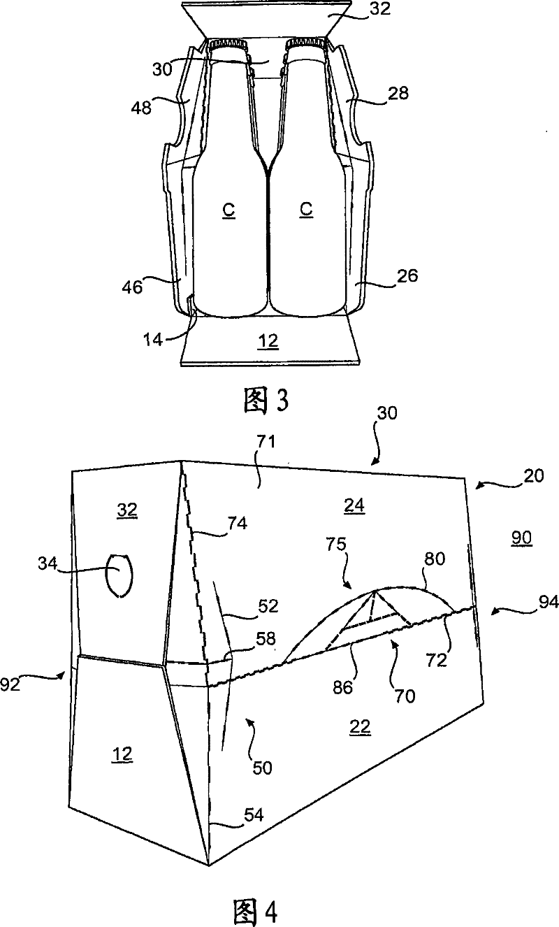 Cartons with dispenser sections, blank and method for opening carton