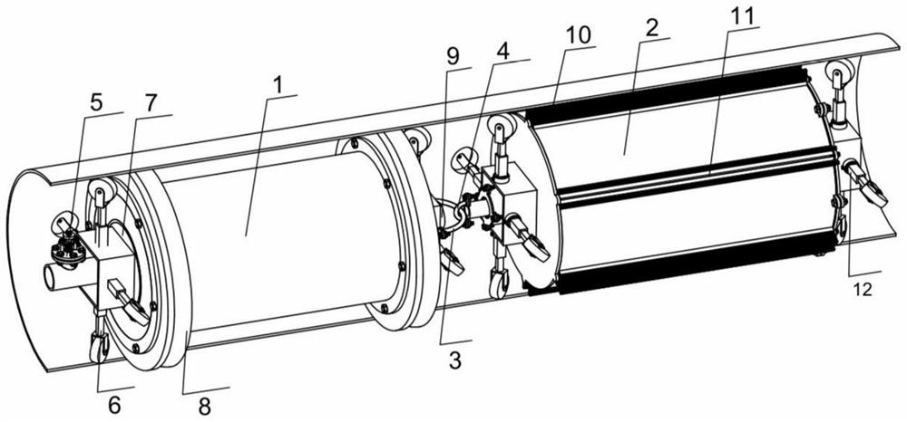 A speed-controllable corrosion inhibitor coating device for gathering and transportation pipelines