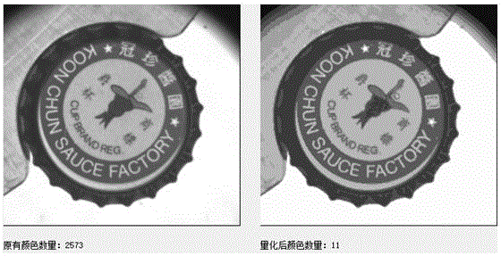Machine vision-based method for conducting color quantization of colored bottle cap image