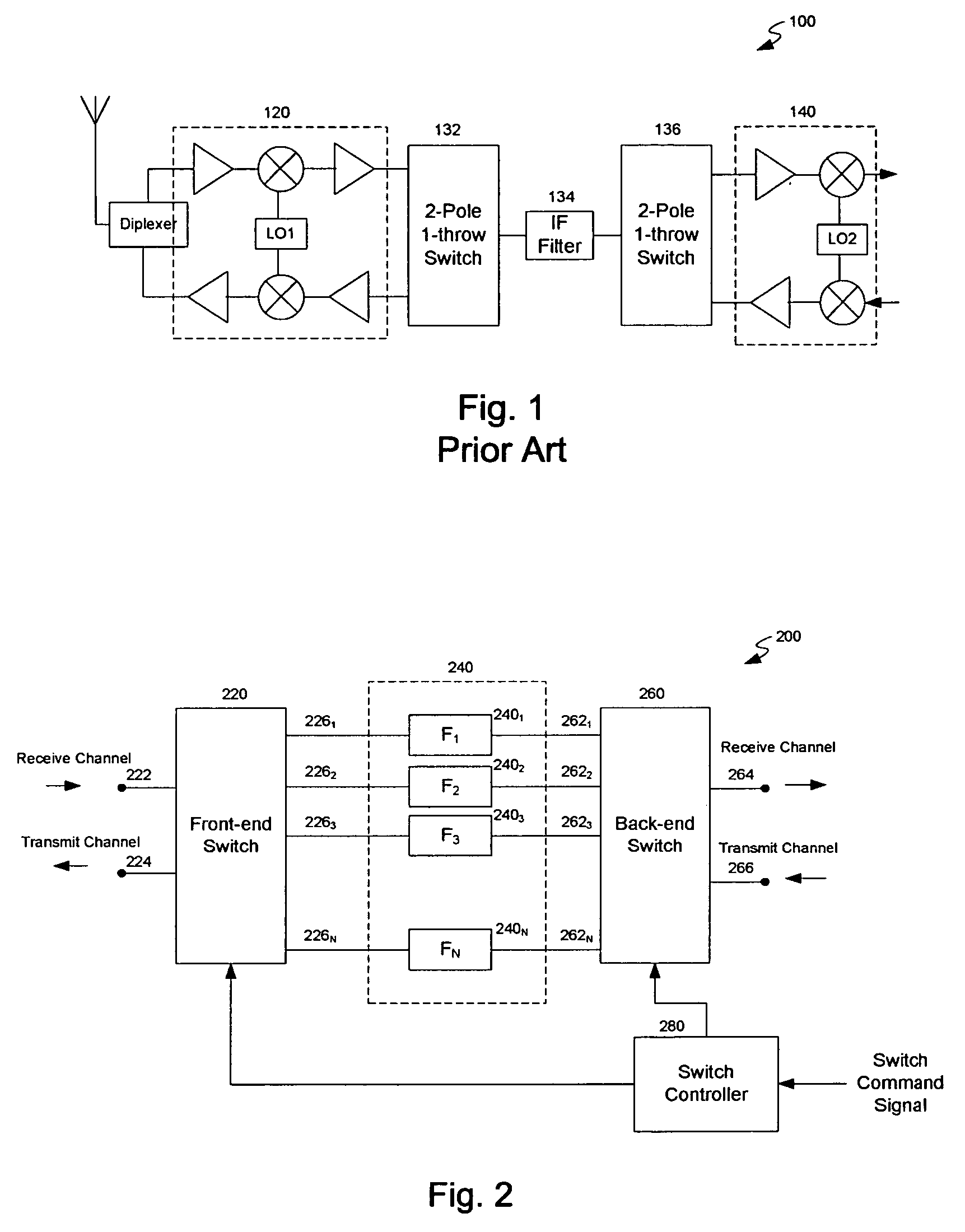 Multi-channel filtering system for transceiver architectures