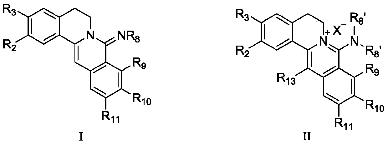 Coptisine derivatives, preparation method, pharmaceutical composition and antitumor application thereof