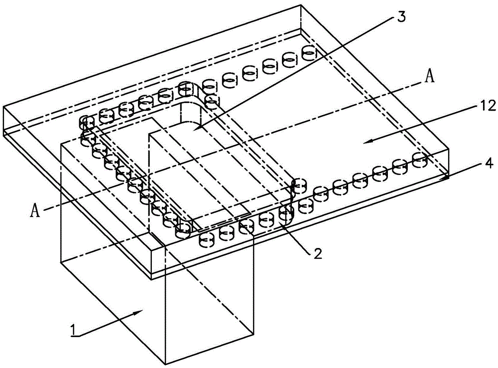 Device for transition from rectangular waveguide to substrate integrated waveguide on Ka-band
