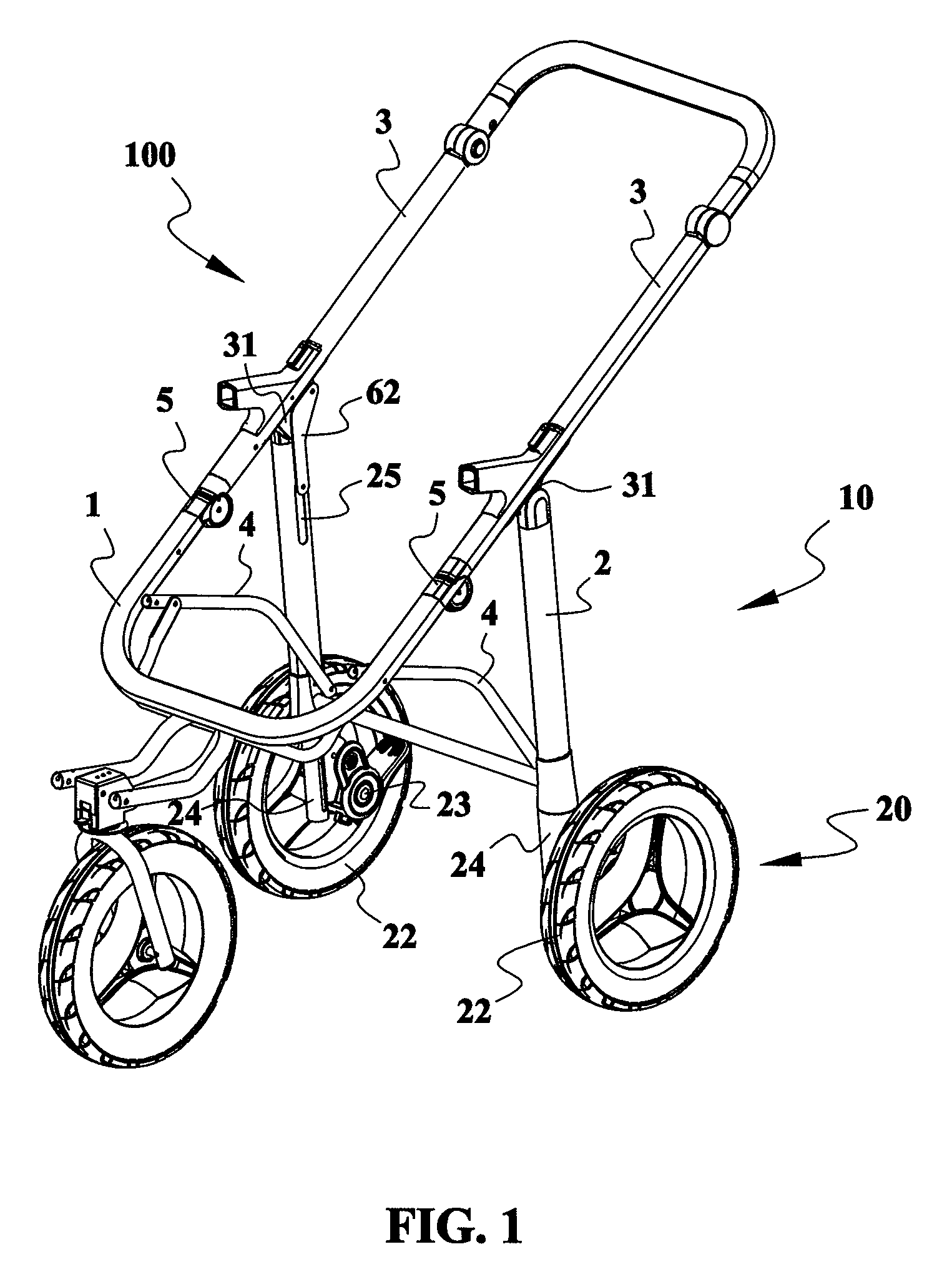 Foldable jogging stroller frame with an auto-swiveling mechanism for rear wheel sets thereof