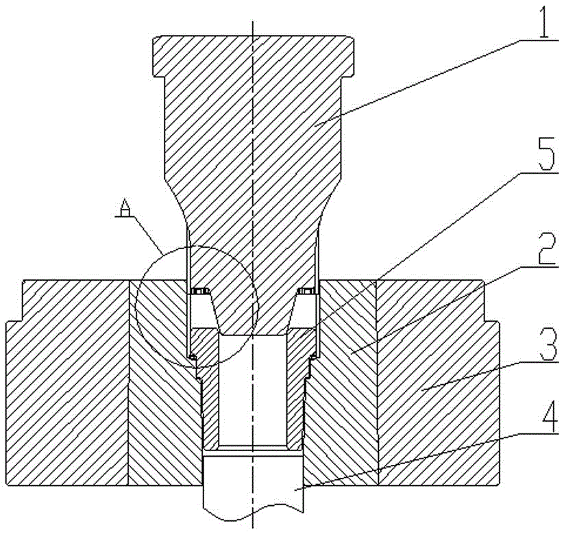 Three-sided tooth cold extrusion forming die at the end of the bushing