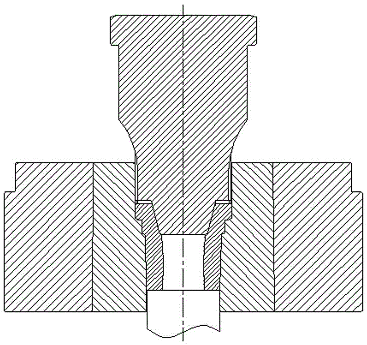 Three-sided tooth cold extrusion forming die at the end of the bushing