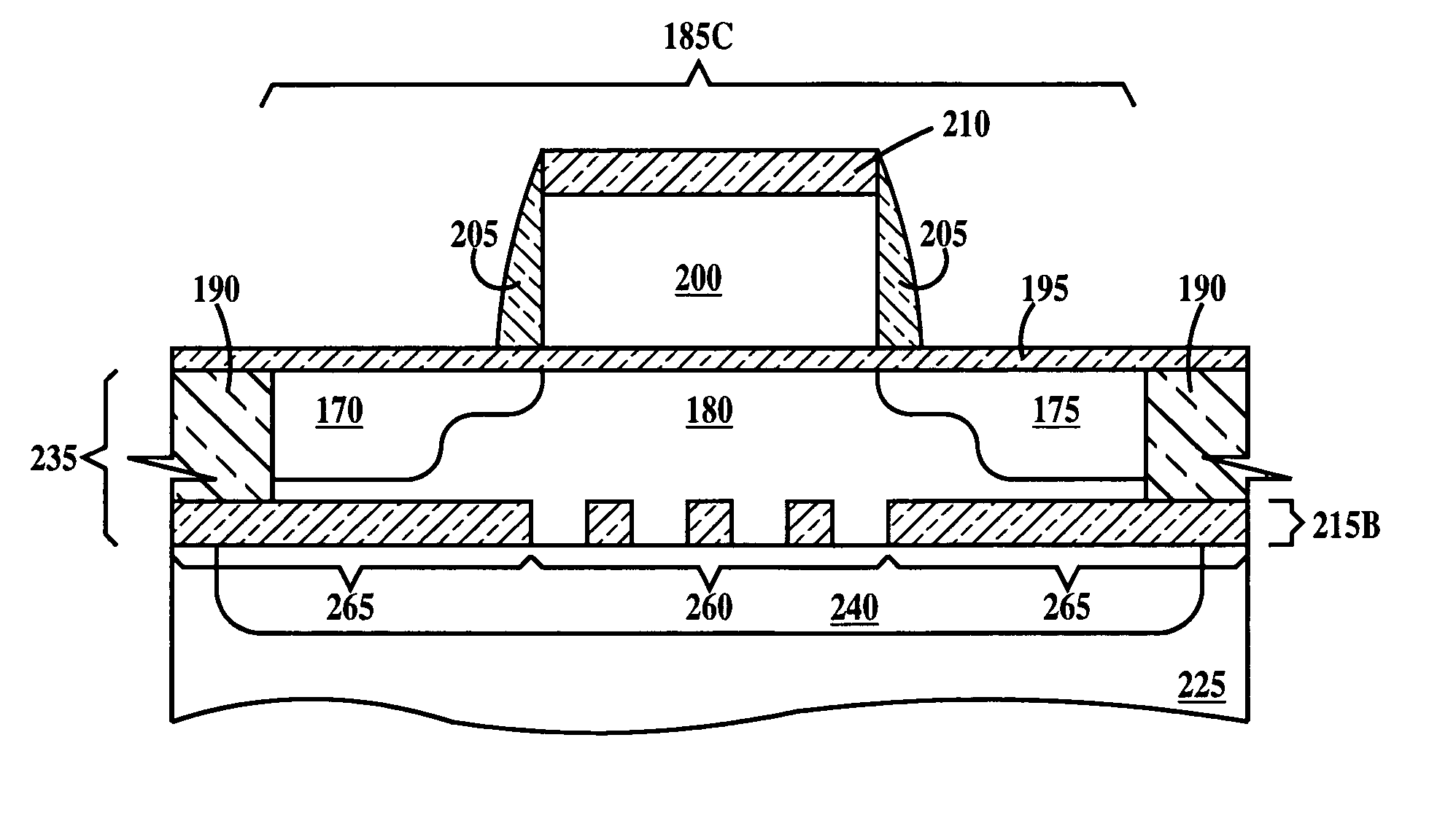 Method of forming buried isolation regions in semiconductor substrates and semiconductor devices with buried isolation regions